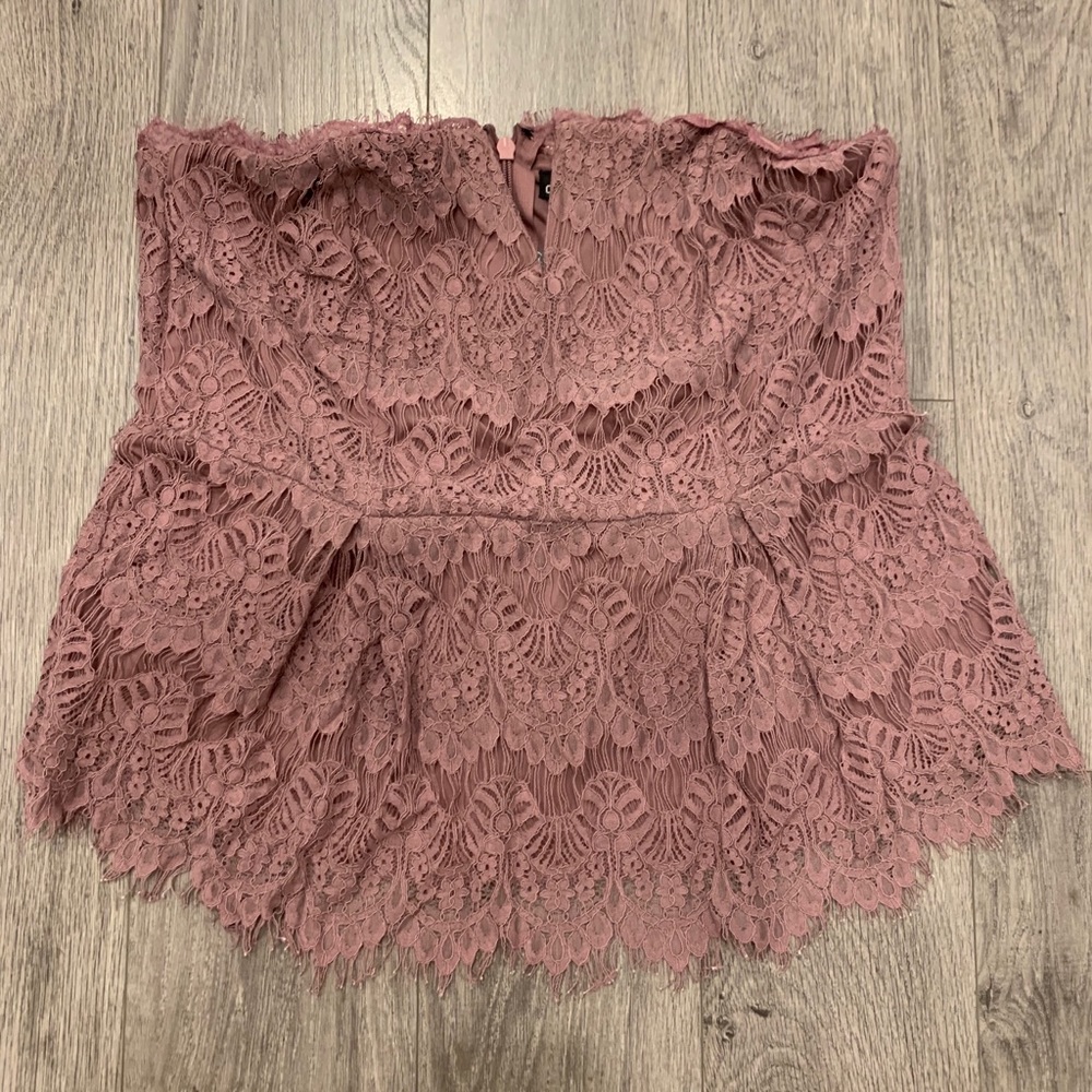 Lavender lace peplum bustier